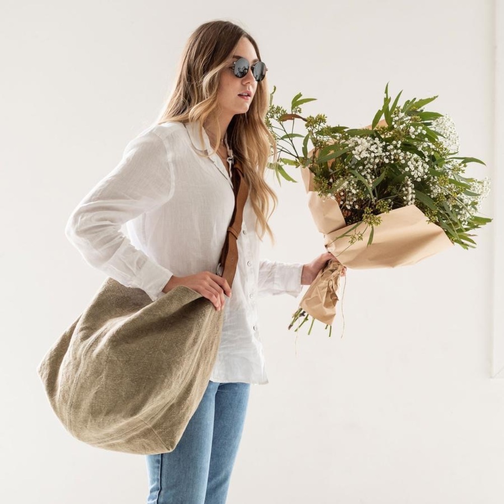 JuJu & Co Large Jute Carryall Bag with Adjustable Strap